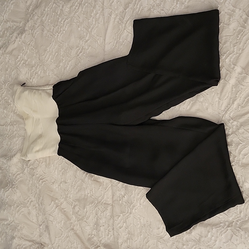 Bebe white and black strapless jumpsuit size XXS